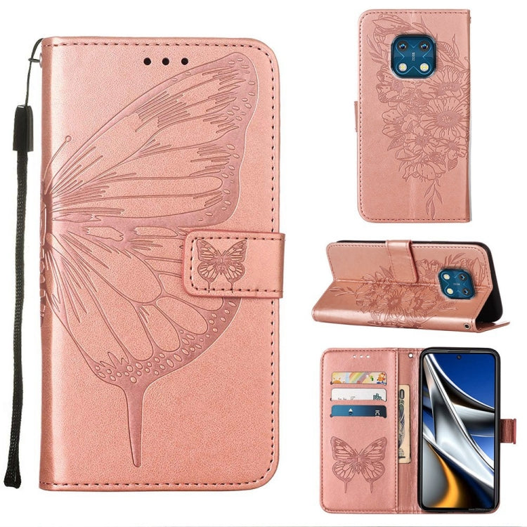 For Nokia XR20 Embossed Butterfly Leather Phone Case(Rose Gold) - Nokia Cases by buy2fix | Online Shopping UK | buy2fix