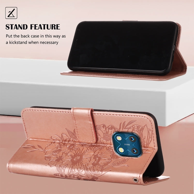 For Nokia XR20 Embossed Butterfly Leather Phone Case(Rose Gold) - Nokia Cases by buy2fix | Online Shopping UK | buy2fix