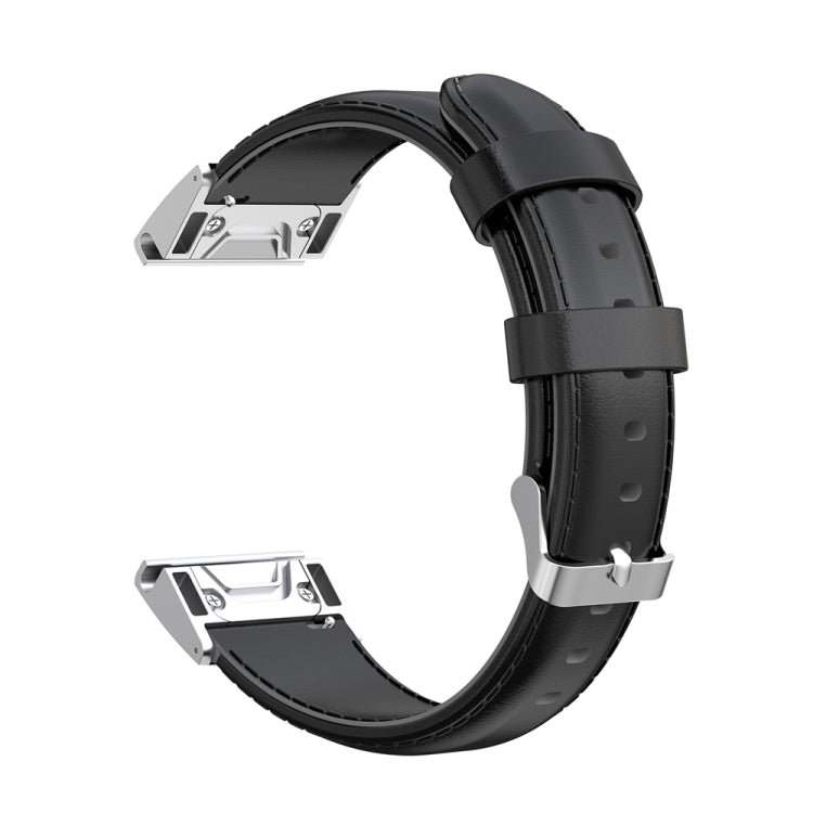 For Garmin Fenix 6S / Fenix 7S Oil Wax Calfskin Leather Watch Band(Black) - Watch Bands by buy2fix | Online Shopping UK | buy2fix