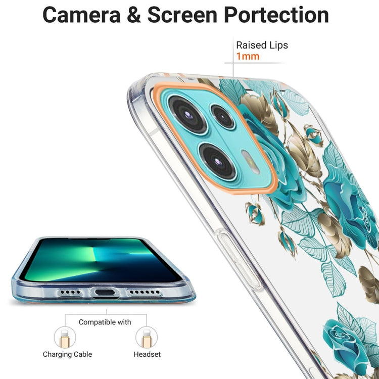 For Motorola Moto Edge 20 Lite Ring IMD Flowers TPU Phone Case(Blue Rose) by buy2fix