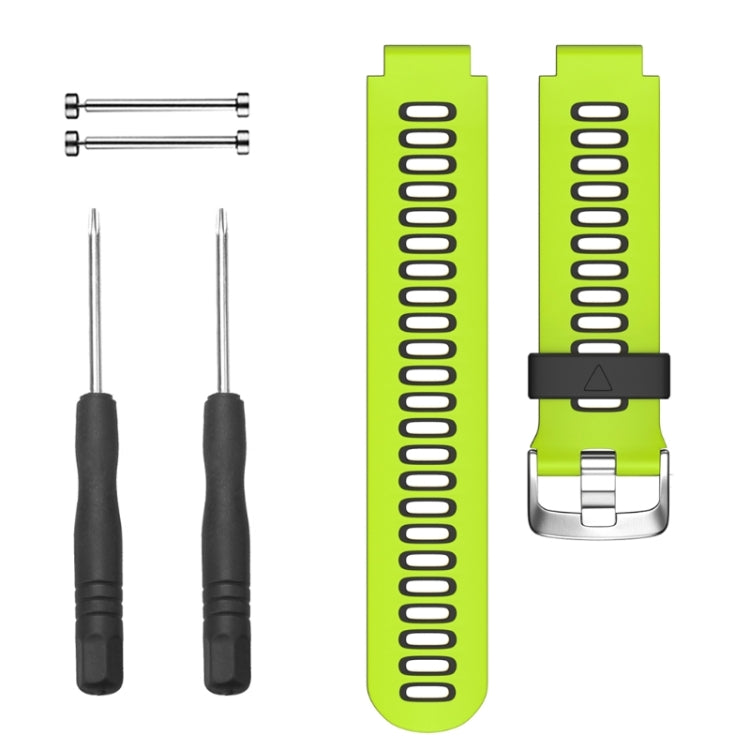 For Garmin Forerunner 735 XT Two-tone Silicone Watch Band(Lime + Black) - Watch Bands by buy2fix | Online Shopping UK | buy2fix