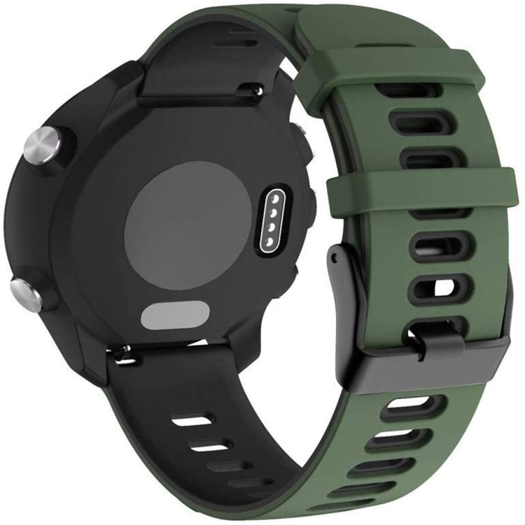 For Garmin Forerunner 245 Two-tone Silicone Watch Band(Army Green + Black) by buy2fix