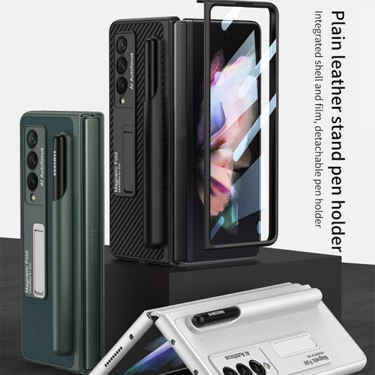 For Samsung Galaxy Z Fold3 5G GKK Ultra-thin Shockproof Leather Protective Case with Holder & Pen Slots(Black) by GKK