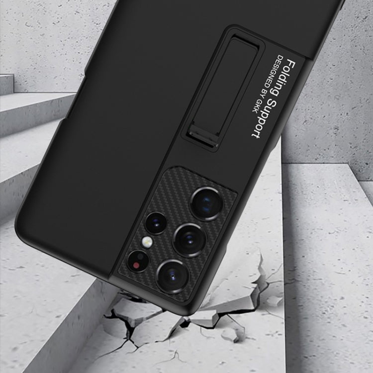 For Samsung Galaxy S21 Ultra 5G GKK Ultra-thin Shockproof Phone Case with Holder & Pen Slots & Stylus Pen(Black) - Galaxy S21 Ultra 5G Cases by GKK | Online Shopping UK | buy2fix
