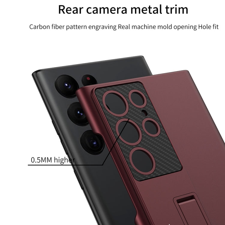 For Samsung Galaxy S22 Ultra 5G GKK Ultra-thin Shockproof Phone Case with Holder(Red) - Galaxy S22 Ultra 5G Cases by GKK | Online Shopping UK | buy2fix