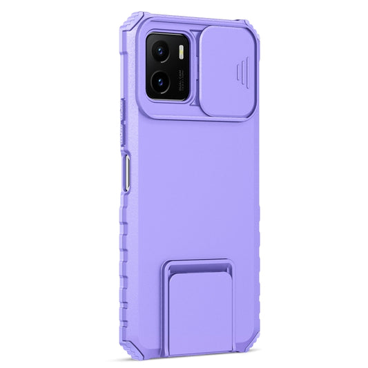 For vivo Y15s / Y15a Stereoscopic Holder Sliding Camshield Phone Case(Purple) by buy2fix