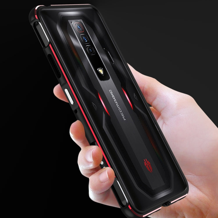 For ZTE nubia Red Magic 7 Aurora Series Metal Frame Phone Case(Black Silver) by buy2fix
