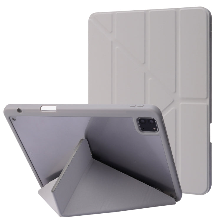 For iPad Air 13 2025 / 2024 / iPad Pro 12.9 2022 / 2021 / 2020 / 2018 Deformation Transparent Acrylic Leather Tablet Case(Grey) - iPad Pro 12.9 (2022/2021) Cases by buy2fix | Online Shopping UK | buy2fix