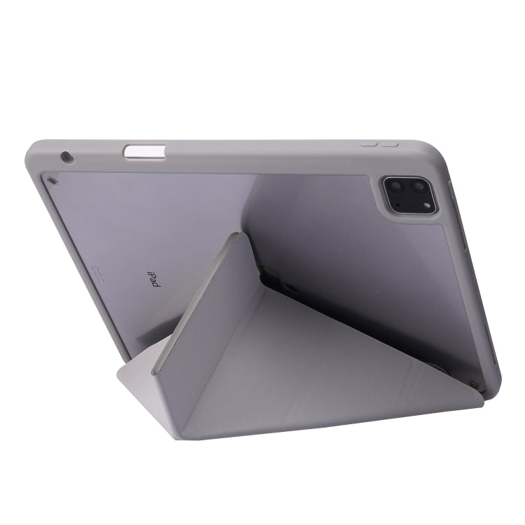For iPad Air 13 2025 / 2024 / iPad Pro 12.9 2022 / 2021 / 2020 / 2018 Deformation Transparent Acrylic Leather Tablet Case(Grey) - iPad Pro 12.9 (2022/2021) Cases by buy2fix | Online Shopping UK | buy2fix