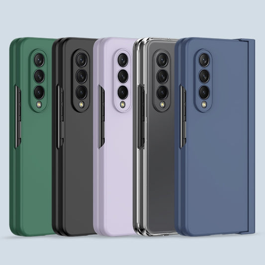 For Samsung Galaxy Z Fold3 5G Pen Slot Oil-sprayed PC+Tempered Film Phone Case(Blue) by buy2fix