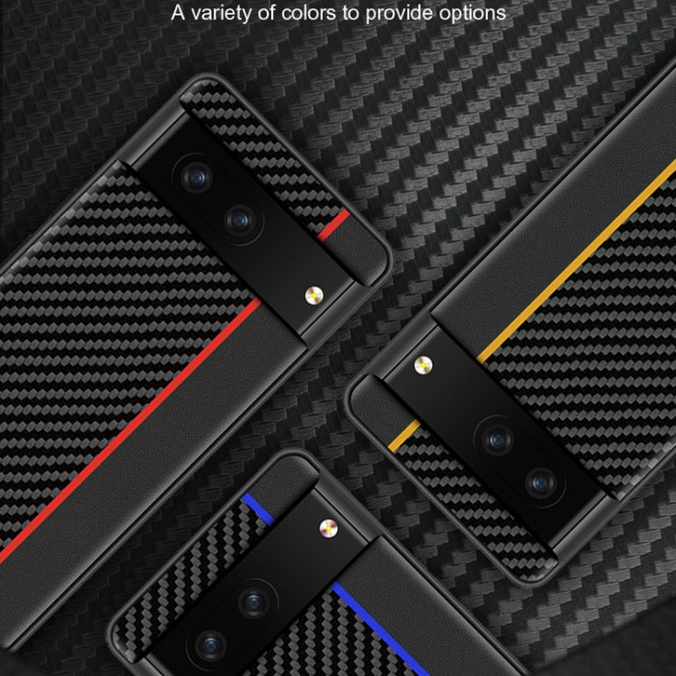 For Google Pixel 7 Pro 5G Ultra-thin Carbon Fiber Texture Splicing Phone Case(Yellow) by buy2fix
