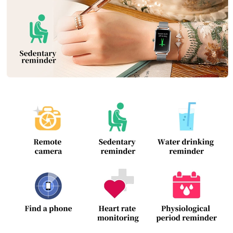 NX2 1.13 inch Color Screen Women Smart Watch, Support Physiological Reminder / Heart Rate Monitoring(Silver) by buy2fix