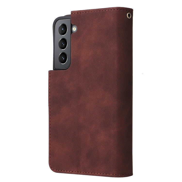 For Samsung Galaxy S22+ 5G Multifunctional Frosted Zipper Wallet Leather Phone Case(Coffee) - Galaxy S22+ 5G Cases by buy2fix | Online Shopping UK | buy2fix