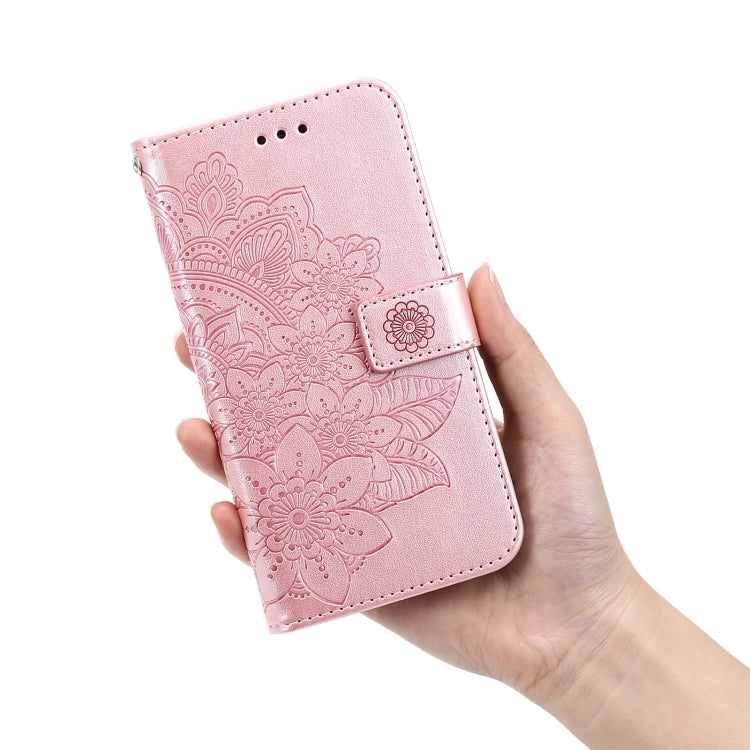 For Infinix Smart 6 7-petal Flowers Embossed Flip Leather Phone Case(Rose Gold) by buy2fix