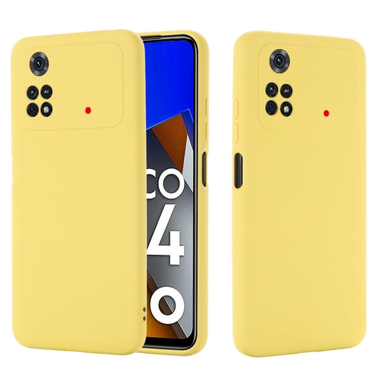 For Xiaomi Poco M4 Pro 4G Global Pure Color Liquid Silicone Shockproof Full Coverage Phone Case(Yellow) by buy2fix