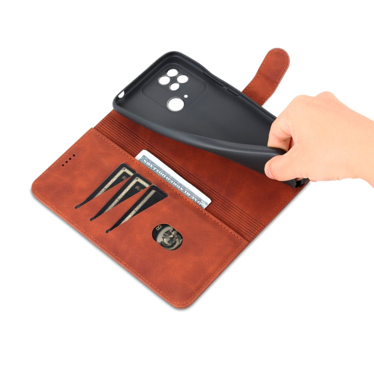 For Xiaomi Redmi 10C / Redmi 10 India AZNS Skin Feel Calf Texture Flip Leather Phone Case(Brown) by AZNS