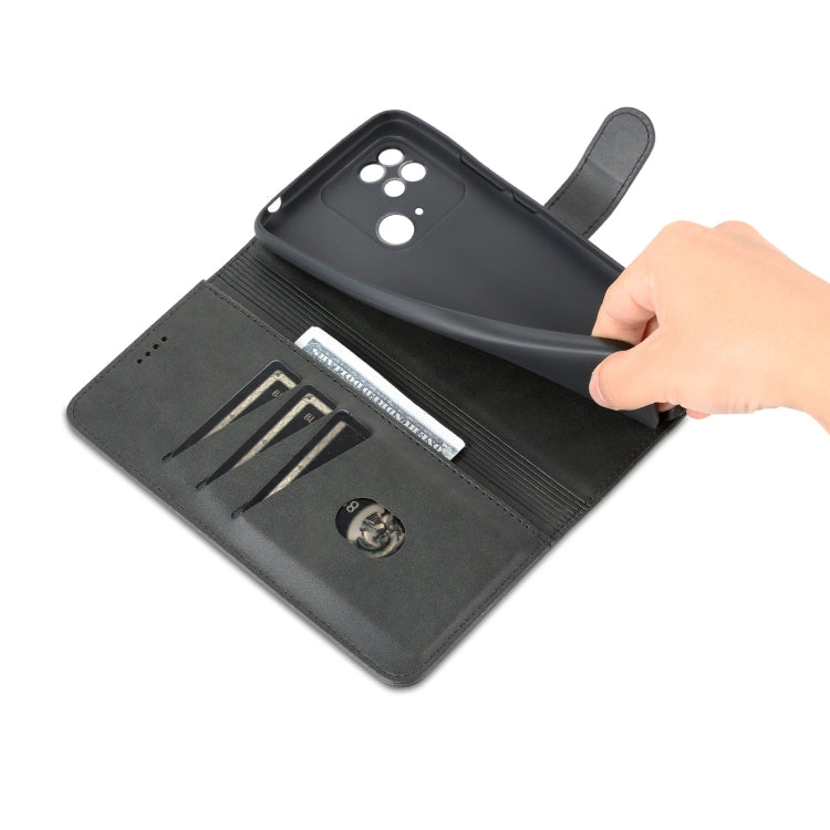 For Xiaomi Redmi 10C / Redmi 10 India AZNS Skin Feel Calf Texture Flip Leather Phone Case(Black) by AZNS