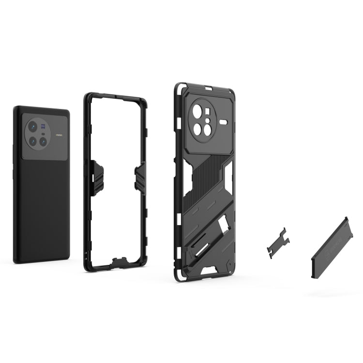 For vivo X80 Punk Armor PC + TPU Phone Case with Holder(Black) - vivo Cases by buy2fix | Online Shopping UK | buy2fix