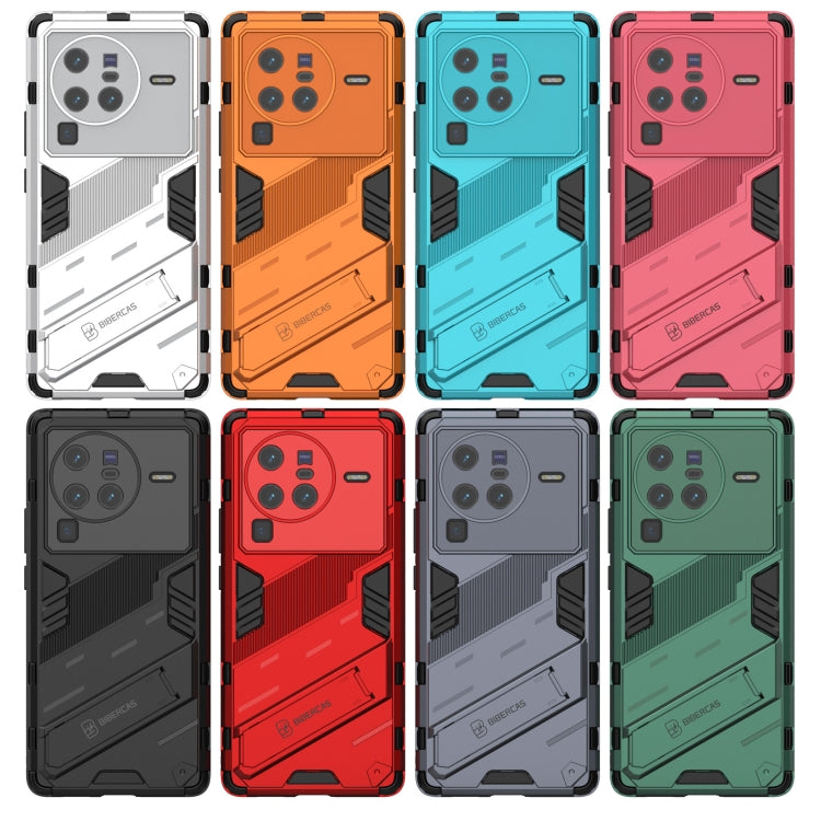 For vivo X80 Pro Punk Armor PC + TPU Phone Case with Holder(Grey) by buy2fix