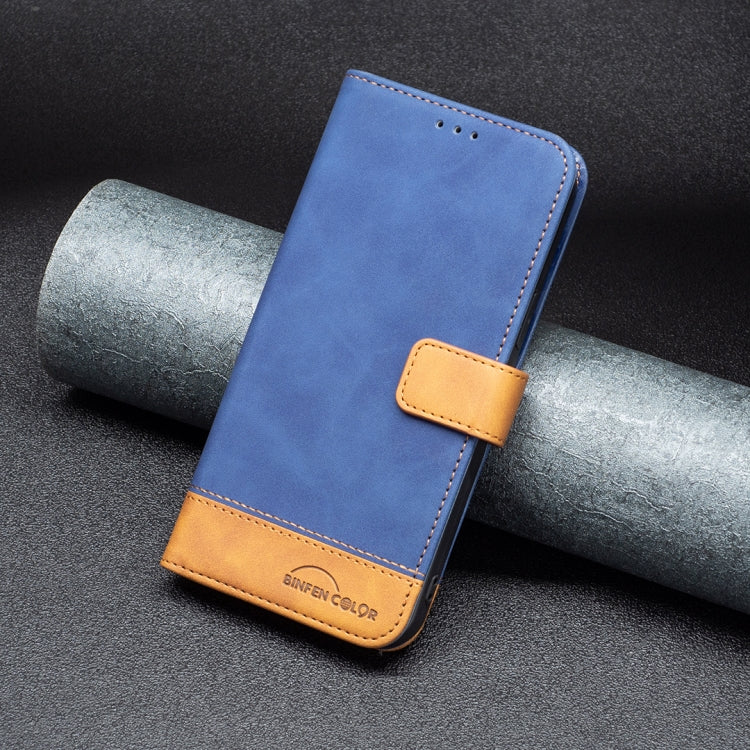 For Samsung Galaxy S21 Ultra 5G BF11 Color Matching Skin Feel Leather Phone Case(Blue) - Galaxy S21 Ultra 5G Cases by buy2fix | Online Shopping UK | buy2fix