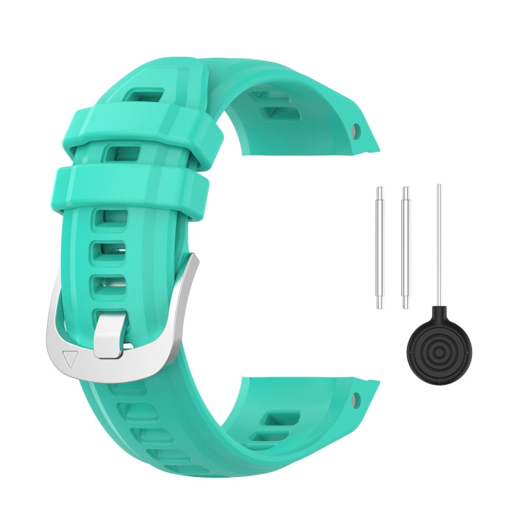 For Garmin Instinct 2S Silicone Stainless Steel Buckle Watch Band(Lake Green) - Watch Bands by buy2fix | Online Shopping UK | buy2fix