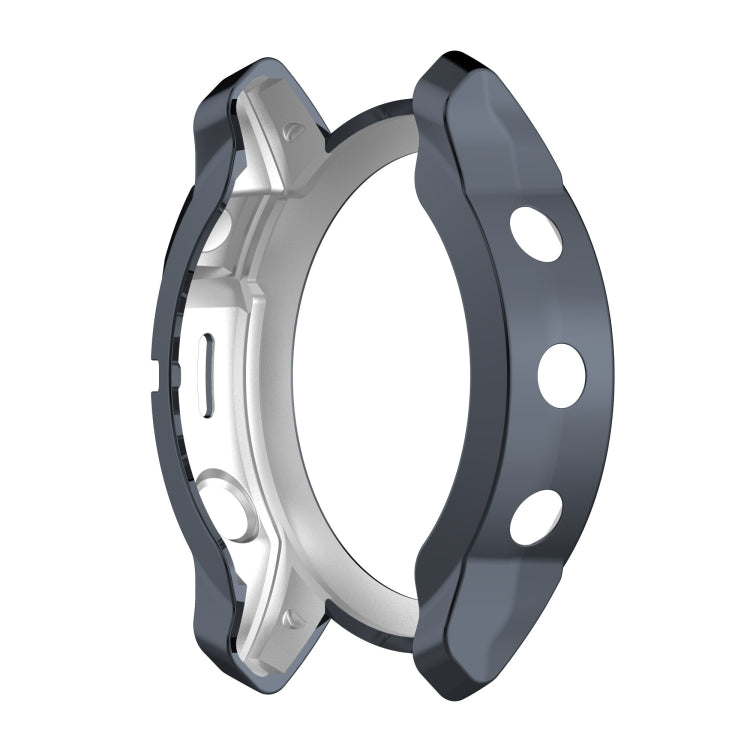 For Garmin Fenix 7X TPU Half-pack Hollowed Electroplating Watch Case(Black Grey) - Watch Cases by buy2fix | Online Shopping UK | buy2fix