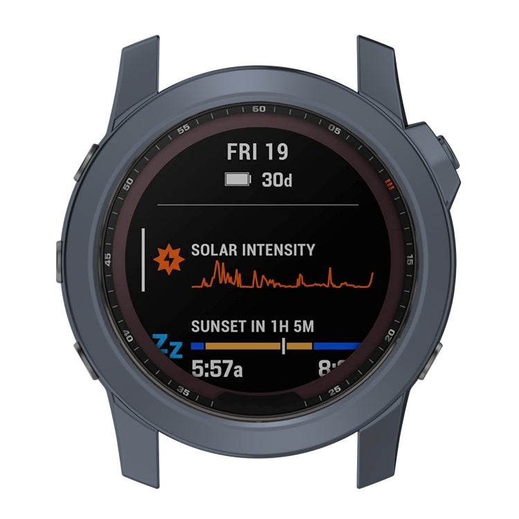 For Garmin Fenix 7X TPU Half-pack Hollowed Electroplating Watch Case(Black Grey) - Watch Cases by buy2fix | Online Shopping UK | buy2fix