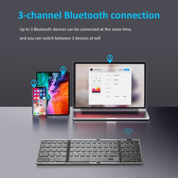 B089T Foldable Bluetooth Keyboard Rechargeable with Touchpad(Silver) by buy2fix