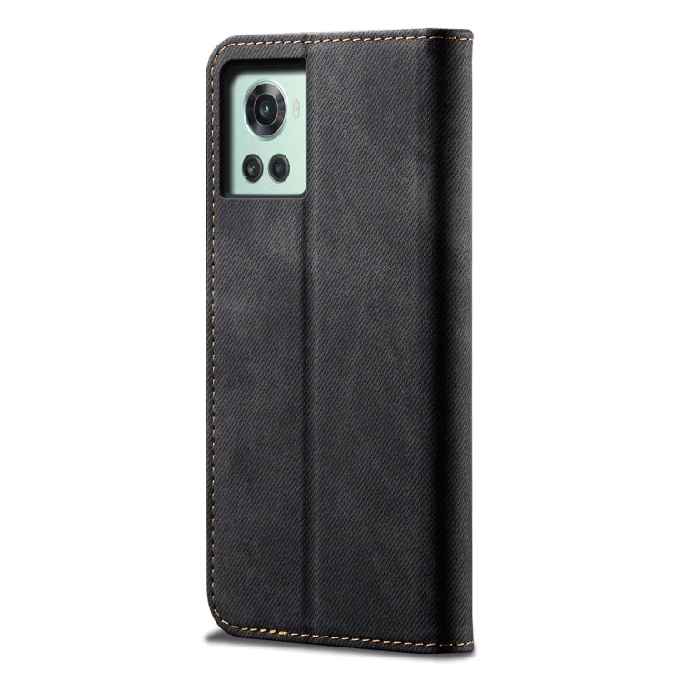 For OnePlus 10R / Ace Denim Texture Flip Leather Phone Case(Black) - OnePlus Cases by buy2fix | Online Shopping UK | buy2fix
