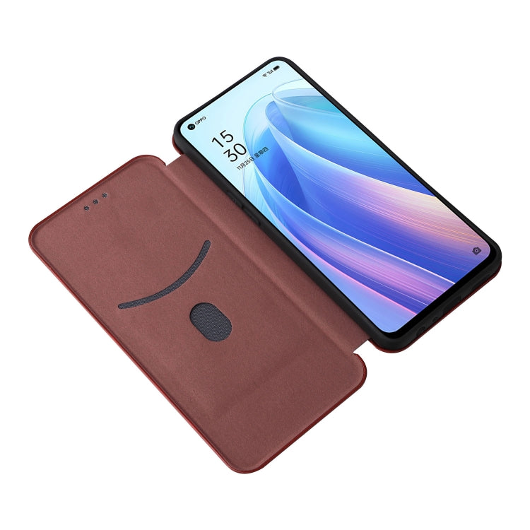 For OPPO Reno7 4G / F21 Pro 4G Carbon Fiber Texture Leather Phone Case(Brown) by buy2fix