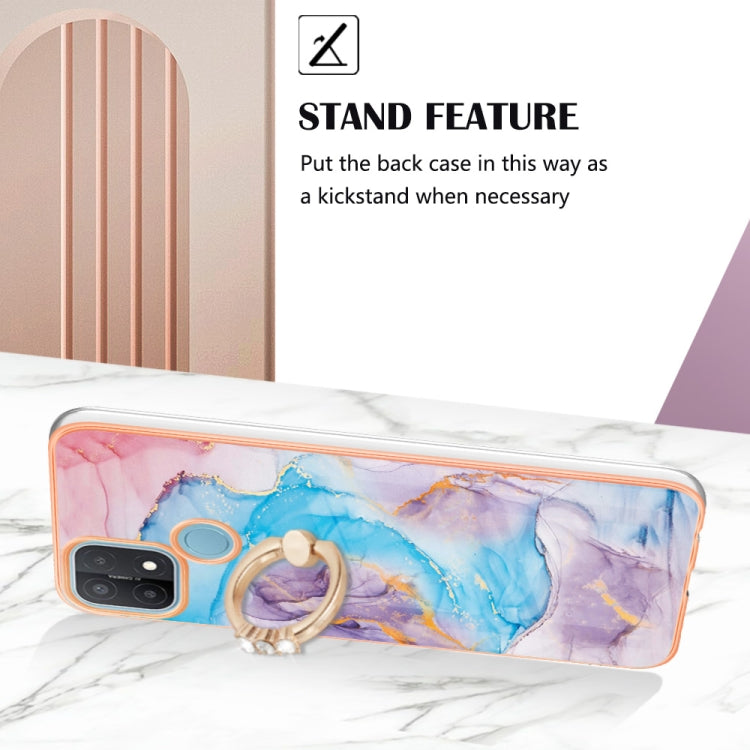 For OPPO A15 / A15s Electroplating IMD TPU Phone Case with Ring(Blue Marble) - OPPO Cases by buy2fix | Online Shopping UK | buy2fix