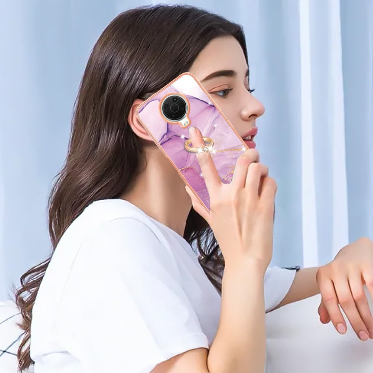 For Nokia G20 / G10 Electroplating Marble Pattern TPU Phone Case with Ring(Purple 001) by buy2fix