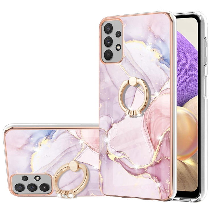 For Samsung Galaxy A23 5G / 4G Electroplating Marble Pattern TPU Phone Case with Ring(Rose Gold 005) - Galaxy Phone Cases by buy2fix | Online Shopping UK | buy2fix