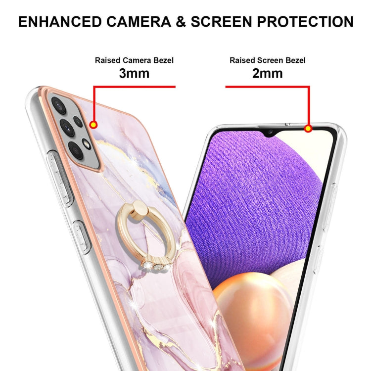 For Samsung Galaxy A23 5G / 4G Electroplating Marble Pattern TPU Phone Case with Ring(Rose Gold 005) - Galaxy Phone Cases by buy2fix | Online Shopping UK | buy2fix