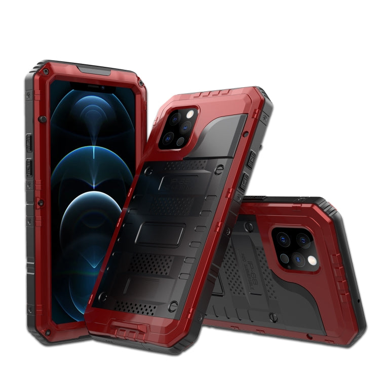 For iPhone 12 Pro Max Metal + Silicone Phone Case with Screen Protector(Red) - iPhone 12 Pro Max Cases by buy2fix | Online Shopping UK | buy2fix