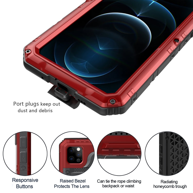 For iPhone 12 Pro Max Metal + Silicone Phone Case with Screen Protector(Red) - iPhone 12 Pro Max Cases by buy2fix | Online Shopping UK | buy2fix