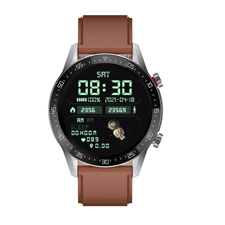 SK7Plus 1.28 inch IPS Screen Leather Strap Smart Watch, Support Bluetooth Call/Sleep Monitoring(Brown) - Smart Watches by buy2fix | Online Shopping UK | buy2fix