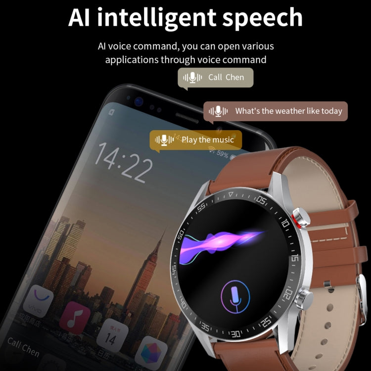 SK7Plus 1.28 inch IPS Screen Leather Strap Smart Watch, Support Bluetooth Call/Sleep Monitoring(Brown) - Smart Watches by buy2fix | Online Shopping UK | buy2fix