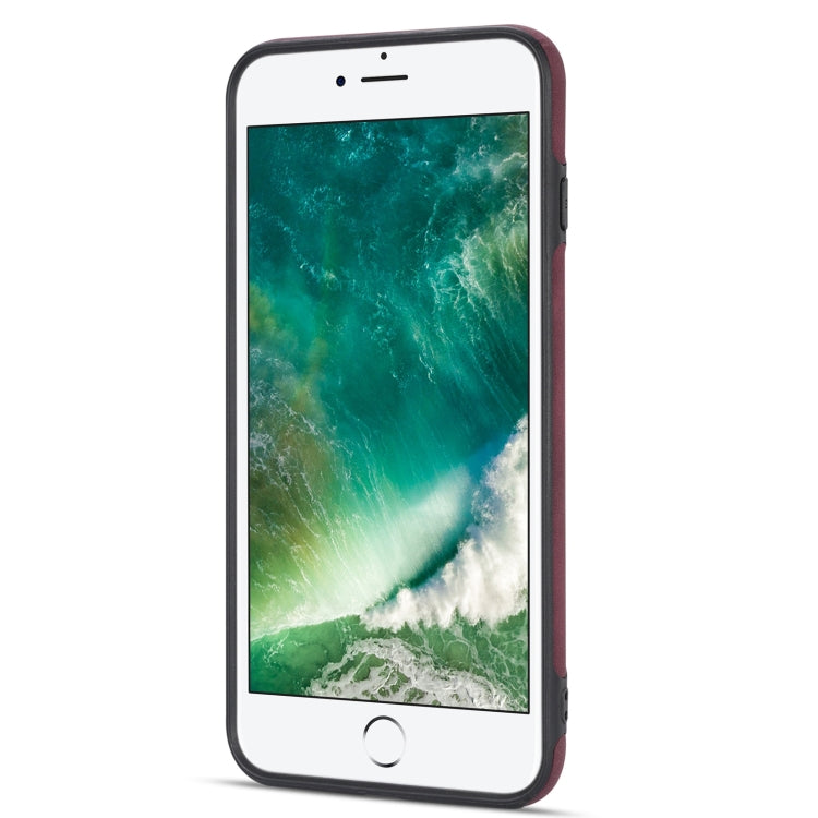 Line Card Holder Phone Case For iPhone 8 Plus / 7 Plus(Wine Red) - More iPhone Cases by buy2fix | Online Shopping UK | buy2fix