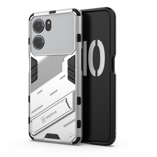 For OPPO K10 5G China Punk Armor 2 in 1 PC + TPU Shockproof Phone Case with Invisible Holder(White) by buy2fix