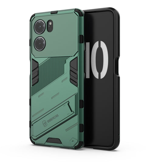 For OPPO K10 5G China Punk Armor 2 in 1 PC + TPU Shockproof Phone Case with Invisible Holder(Green) by buy2fix