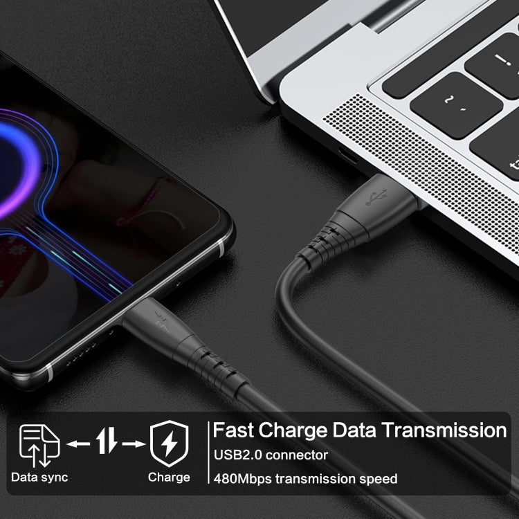 3A Type-C / USB-C Spring Charging Data Cable(Black) - by buy2fix | Online Shopping UK | buy2fix