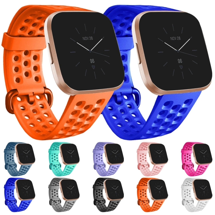 For FITBIT Versa 2 Breathable Silicone Watch Band, Size: Large(Black) - Watch Bands by buy2fix | Online Shopping UK | buy2fix