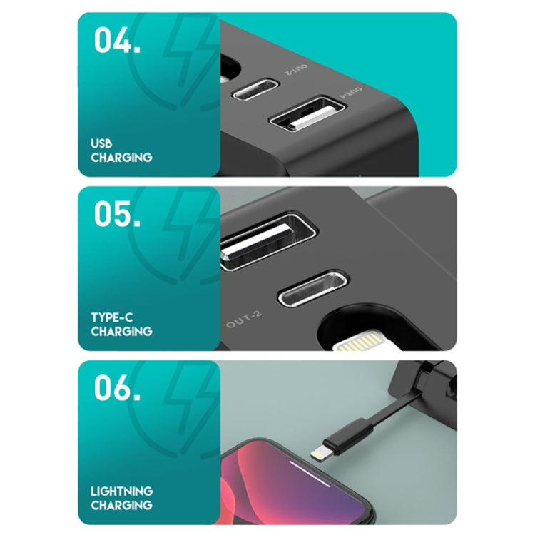 D2 15W Max 6 in 1 Multifunction Fast Wireless Charger Holder(Black) - Apple Accessories by buy2fix | Online Shopping UK | buy2fix