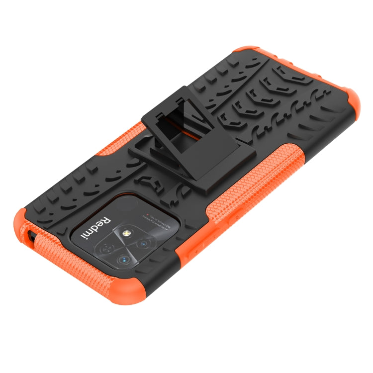 For Xiaomi Redmi 10C 4G Global Tire Texture TPU + PC Phone Case with Holder(Orange) by buy2fix