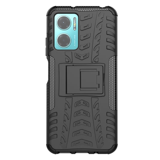 For Xiaomi Redmi Note 11E 5G Tire Texture TPU + PC Phone Case with Holder(Black) by buy2fix