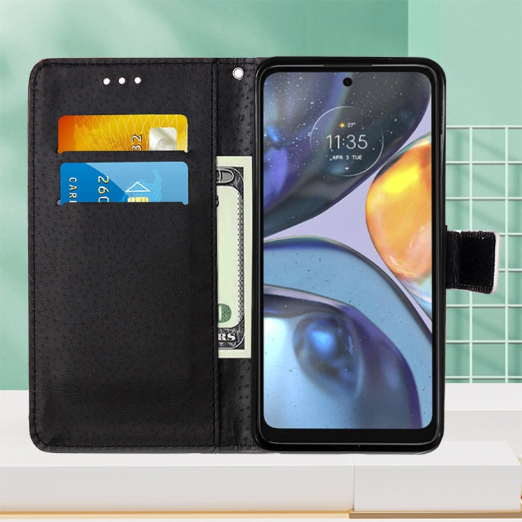 For Motorola Moto G22 Colored Drawing Plain Weave Leather Phone Case(Black White Tiger) - Motorola Cases by buy2fix | Online Shopping UK | buy2fix