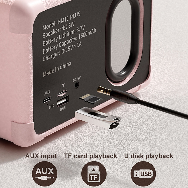 HM11 PLUS Portable HIFI Mini Retro Wireless Bluetooth Speaker(Light Purple) - Mini Speaker by buy2fix | Online Shopping UK | buy2fix
