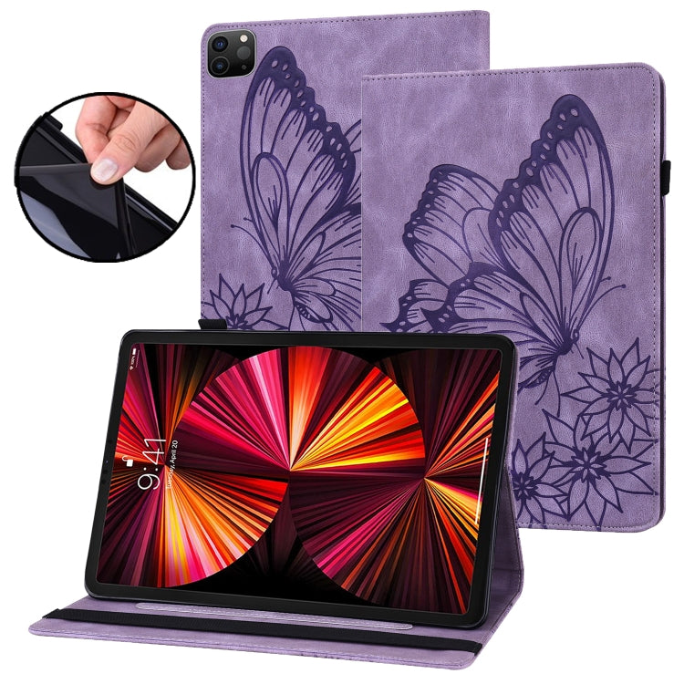 For iPad Pro 11 2022 / 2021 / 2020 / Air 2020 10.9 / 11 2024 Big Butterfly Embossed Smart Leather Tablet Case(Purple) - iPad Pro 11 (2022/2021) Cases by buy2fix | Online Shopping UK | buy2fix
