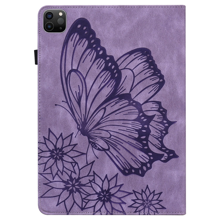 For iPad Pro 11 2022 / 2021 / 2020 / Air 2020 10.9 / 11 2024 Big Butterfly Embossed Smart Leather Tablet Case(Purple) - iPad Pro 11 (2022/2021) Cases by buy2fix | Online Shopping UK | buy2fix